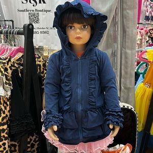 NWT blue ruffle light weight jacket with hood